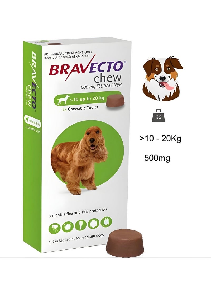 BRAVECTO Flea & Tick Chew for Medium Dogs 10–20 kg – 500 mg Fluralaner - Image 2